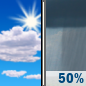 Tuesday: Scattered showers, mainly after noon.  Mostly sunny, with a high near 91. East wind 11 to 16 mph, with gusts as high as 21 mph.  Chance of precipitation is 50%.