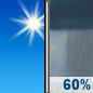 Sunday: Showers likely and possibly a thunderstorm after noon.  Mostly sunny, with a high near 92. South wind 6 to 11 mph.  Chance of precipitation is 60%.